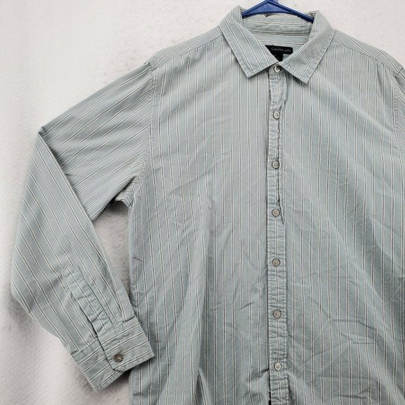 Calvin Klein Shirt Men's Long Sleeve Casual Button Up Oxford Striped Blue Large - Picture 5 of 12